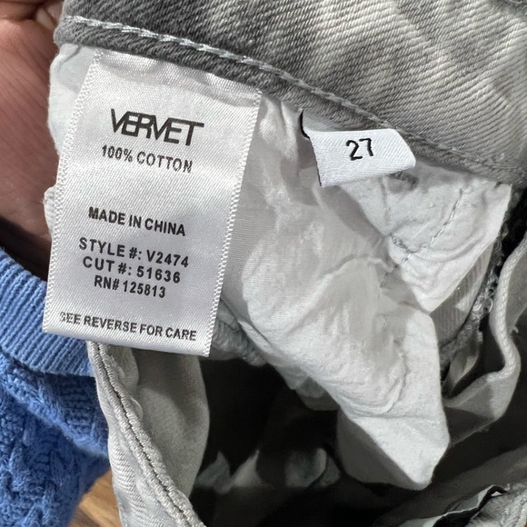 Vervet Light Gray Jeans Wide Leg Size 27 100% Cotton Trendy Distressed Raw Hem - Picture 5 of 5